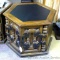Vintage end table with storage in in good condition. Table measures approx. 2' across. Matches lot