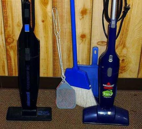 Bissell Three-way bagless carpet sweeper and Bissell Lightweight carpet sweeper - both work. Plus