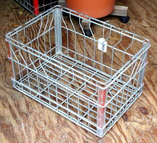 One all wire milk crate date coded 1965 and measures approx. 18" x 12" x 12"