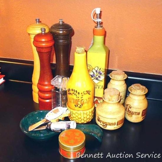 Salt/Pepper Mills - Stone Spice Containers - Vinegar & Oil Bottles - Cheese Spreaders - Spoon Holder