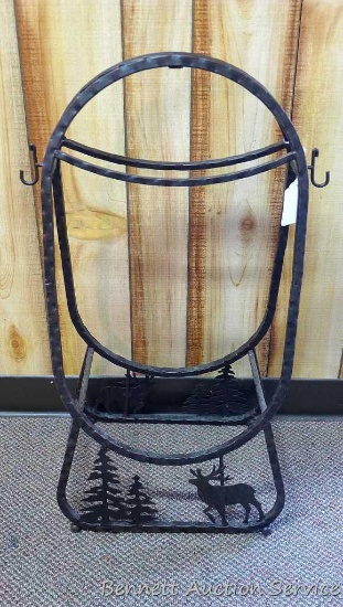 Nice firewood rack stands 28" high and is in very good shape.