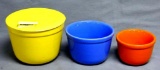 Oxfordware bowls are made in USA and in good condition. Yellow bowl is the largest at 4-1/2