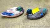 Two concrete mallard duck garden figures are very heavy and in good condition. Larger duck measures