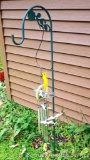 4-1/2' tall shepherd's hook with two sets of beautiful sound wind chimes with ducks.