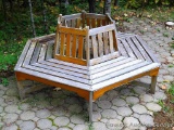 Great bench is made to fit around your favorite shade tree. Center of bench (for tree) is 2'. Sturdy