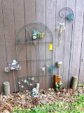 6' shepherd's hook; decorative trellis; hummingbird and frog yard decorations as pictured