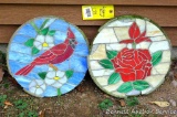 Two pretty stepping stones would look great in your garden. Concrete backings are a bit crumbly, but