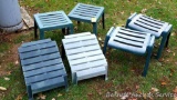 Resin side tables, foot rests and stools. Two of each are in good condition and will look great with