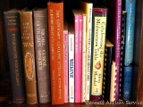 Cook books including The Art of Fine Baking, Entertaining with Elegance, Celebrating the Midwestern
