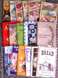 Assorted cookbooks and pamphlets including Old Fashioned Bread, Summer's Best, Jump Start Cooking,