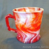 Imperial Glass red slag glass Robin mug No. 210 (shaving mug / planter) stands 3-1/2