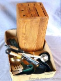 Chicago Cutlery Large Oak Knife Block and Assorted Kitchen Utensils