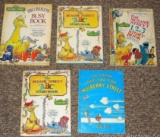 Five Vintage Children's Books: Sesame Street books are from the mid-70's, Dr. Seuss is from 1965.