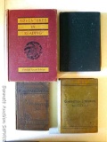Antique books including copyright dates back to 1879. Titles include School Etymology, New Word
