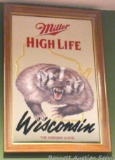 Miller High Life The Badger State Wisconsin mirror. Frame is approx. 22