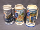 Three Old Style steins including 1985, 1986, and 1987 Limited Edition. Tallest is 8
