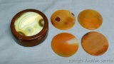 Set of four agate coasters with box. All are very pretty and measure 3