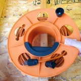 Handy extension cord reel with extension cord. Reel is 13