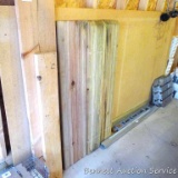 Any or all wood pictured. Includes 4 x 8 sheet of pressboard, treated deck spindles, more