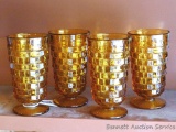 Lovely vintage gold toned glass tumblers stand 6
