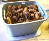 Tote filled with a great assortment of pinecones - great for decorating or crafting.
