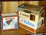 Corina Larks, White Owl, La Palina, La Fendrich and Mi Lola cigar boxes.