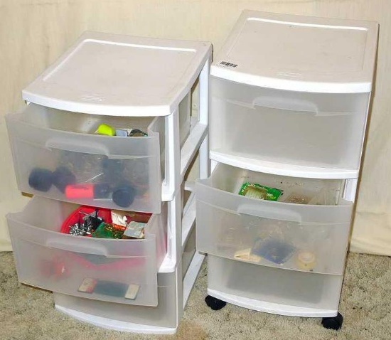 Two Sterlite three drawer containers on casters. Approx. 12-1/2" x 14" x 24" h not incl. casters.