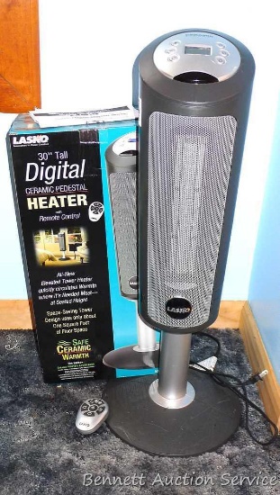 Lasko 30" digital ceramic pedestal heater with remote. Model 5365. Works.