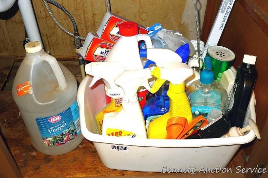 NO SHIPPING. Full and partial bottles of cleaning supplies incl. vinegar, Lysol Direct, The Works