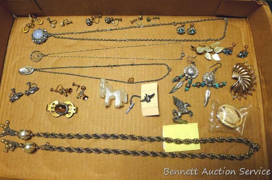 Lovely necklaces, earrings and more. Longest necklace is 13". Earrings are screw back, pierce and