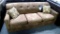 Best Craft queen sleeper sofa with accent pillows, Geranimo Saddle. Model QS2306.