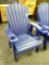 Sunnyside Poly blue Adirondack outside chair. Amish built. Composite lumber with Stainless fasteners