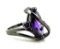 Seller's description states 'purple amethyst 'S' shaped black gold filled ring, size 8'.