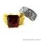 Two rings. Seller's description states 'white sapphire band/ring, size 8; red ruby cz ring, size 8'.