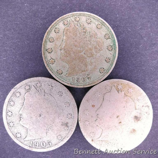 1891, 1905, 1907 Liberty Head nickels