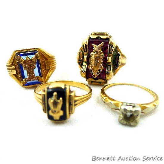 Gold rings as follows: Men's 1933 Ladysmith, Wis class ring, 5.6 grams, marked 'Josten 10K', size