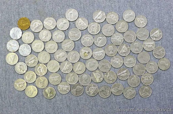 74 Canadian nickels, mixed dates