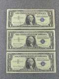 Two 1957-A and one 1957-B silver certificates. We pulled these from the pile because of their