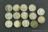 14 silver Washington quarters back to 1934