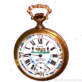 Men's 17 jewel Elgin pocketwatch. Sets, winds, runs until unwound. Porcelain face is colorful and