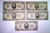 Five U.S. twenty bills 1934 & 1928.