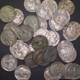Thirty-five 5 cent pieces, 1916 to 1937.