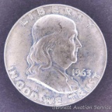 1963D Franklin silver half dollar, EF