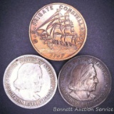 1892, 1893 Columbian Expedition half dollars and US Frigate Constellation token.