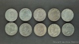 Ten mixed date Eisenhower Dollars, clean.