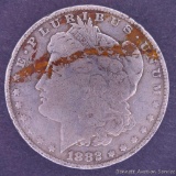 1882 Morgan silver dollar.