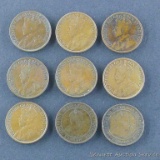 9 Canadian large cents, mixed dates