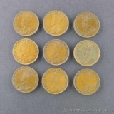 9 Canadian large cents, mixed dates