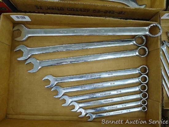 Highly polished combination wrench set, 3/8" to 15/16", minus 3/4".