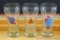 Blatz, Pabst Blue Ribbon, and Old Style beer glasses. Each glass stands 5-1/4